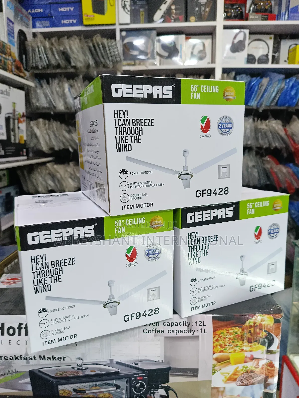 Geepas Ceiling Fan/3 Speed, Double Bearing Fan