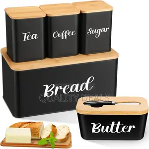 Bread Bin With Canisters and Butter Bowl