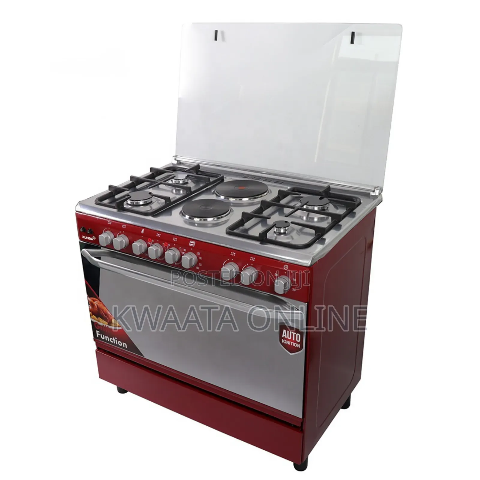 Saachi Cooker 90x60cm, 4 Gas + 2 Electric,Oven Grill, Nl-Gas-6364rd