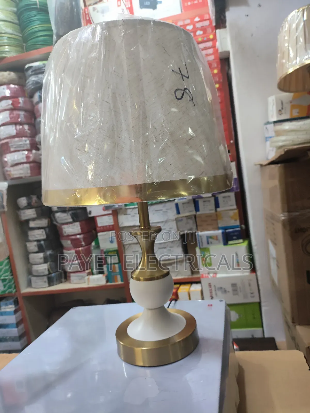 Modern White and Gold Bedside Table Lamp