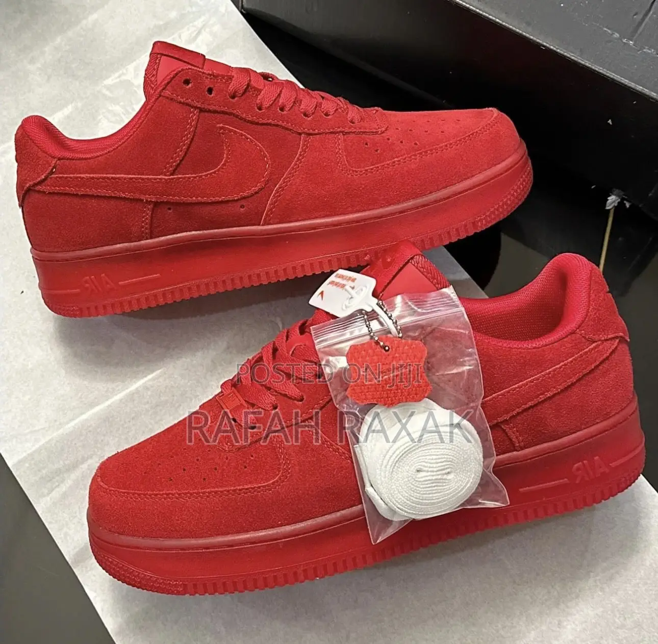 Original All Red Suede Nike Air Force 1 Low Sneakers
