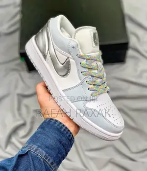 Nike Air Jordan 1 Low Se Tear Away Metallic Silver White Sneakers