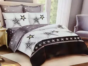 Black and White Star Design 4 Piece Duvet