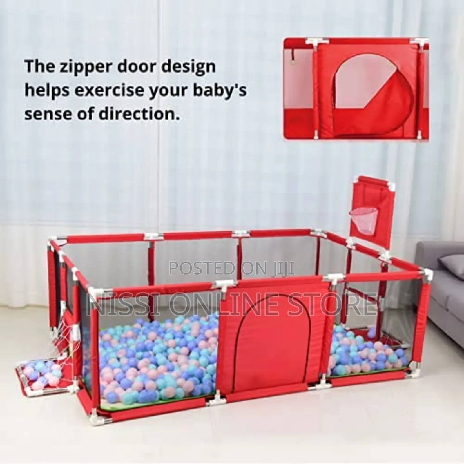 Baby Foldable Playpen With Basket Ball Hoop.