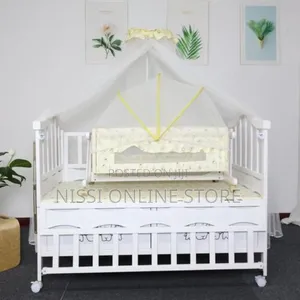 2 in 1 Wooden Baby Bed With Net