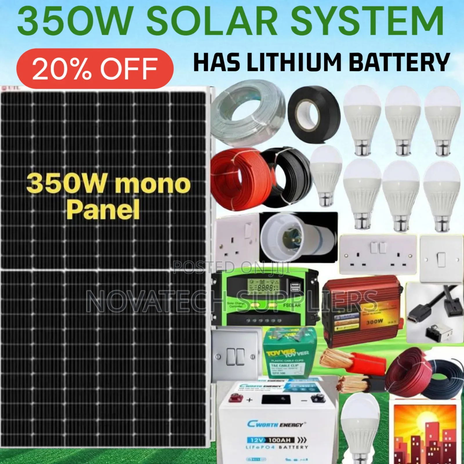 All-in-One 350w Solar Kit - 100ah Lithium Battery Included
