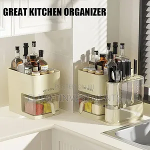 3 in 1 Kitchen Seasoning Box Spice Rack Knife Block