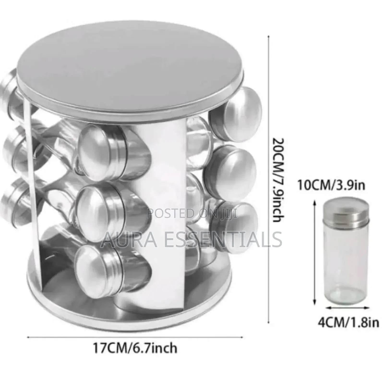 Countertop Glass Rotating Spice Rack 12 Spice Jars Organizer Bottle