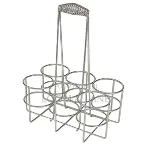Stainless Steel 6 Bottle Metal Rack Crate