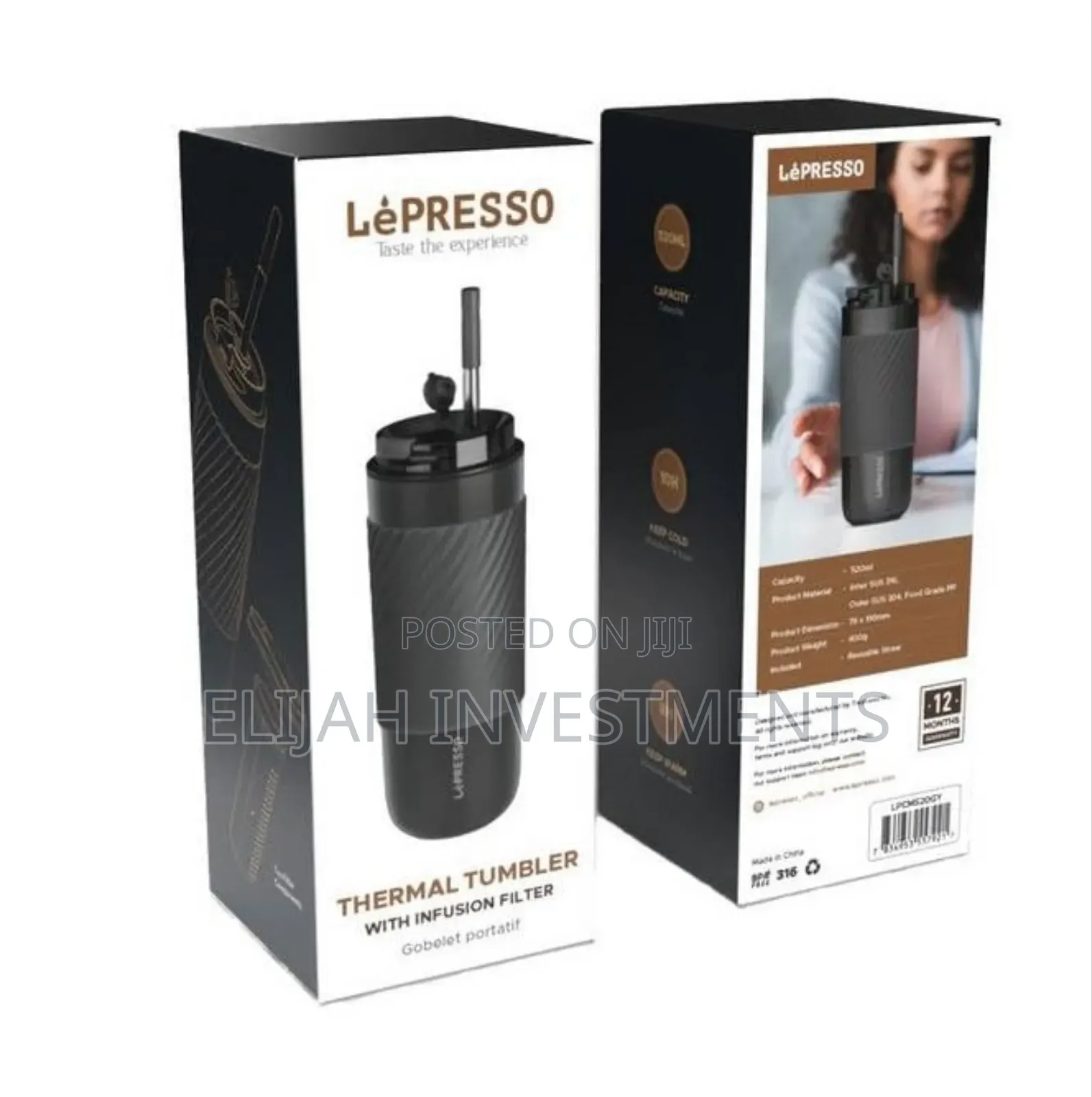Lepresso Coffee Mug With Sleeve and Straw 520ml