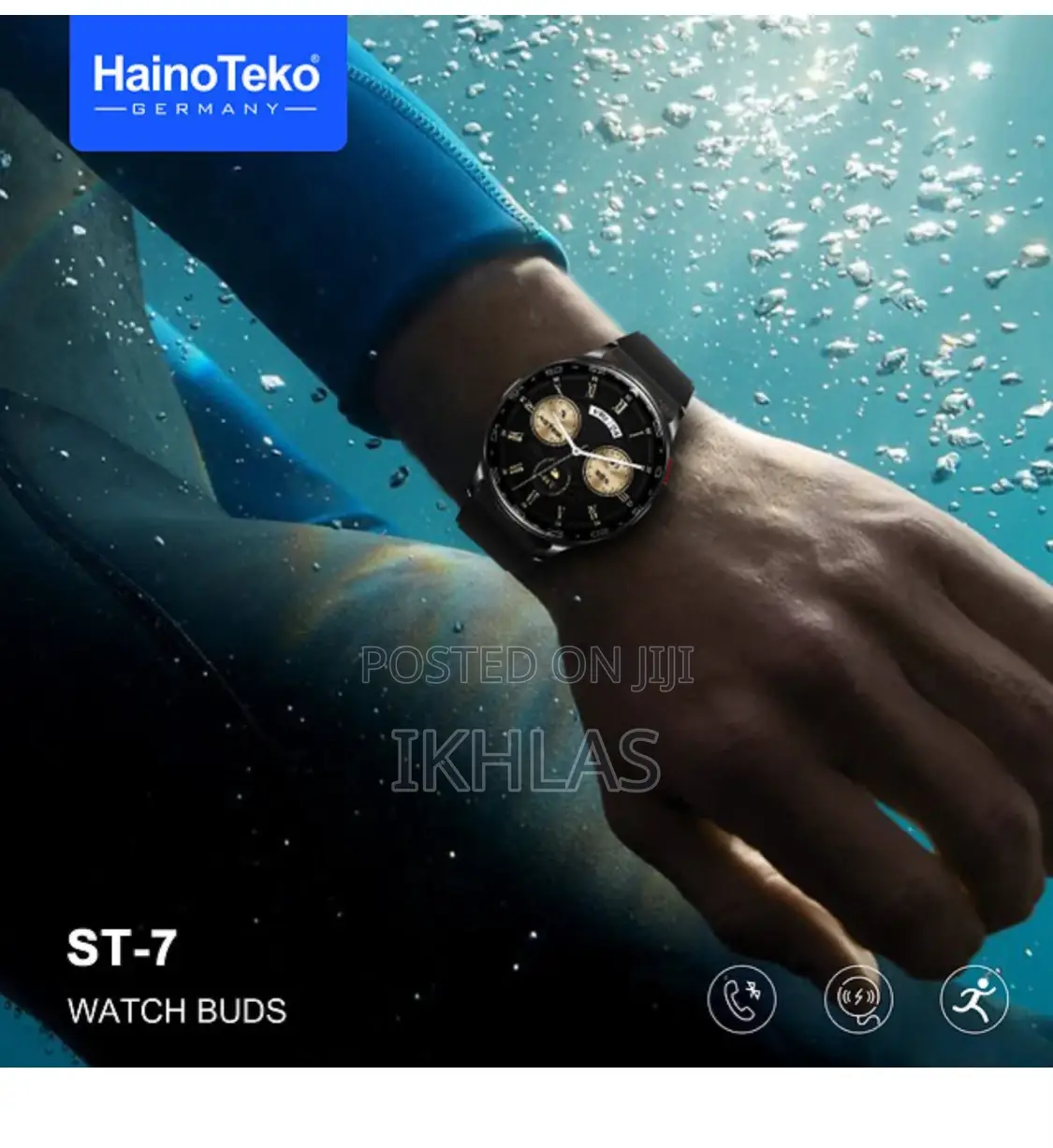 Hainoteko St-7 Waterproof Amoled Smart Watch With Earbuds 3pair Straps