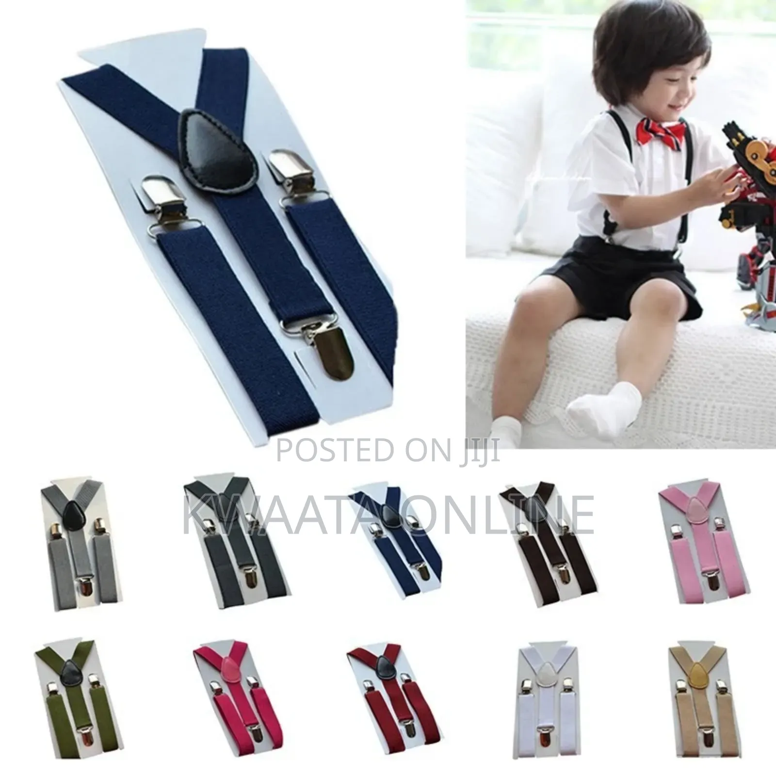 Children Boys Girls Kids Suspenders Clip-on Y-Back Braces Belt Strap