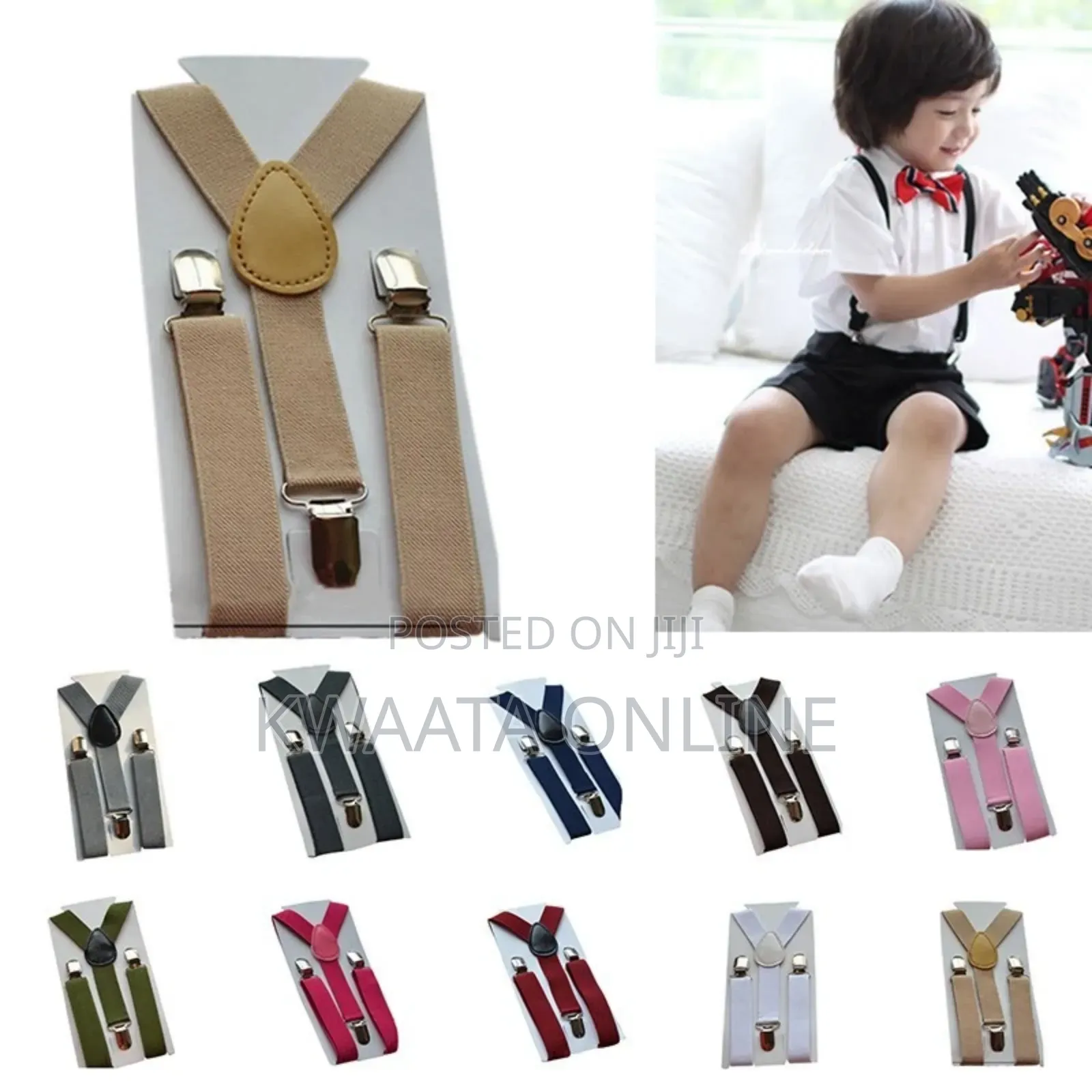 Children Boys Girls Kids Suspenders Clip-on Y-Back Braces Belt Strap