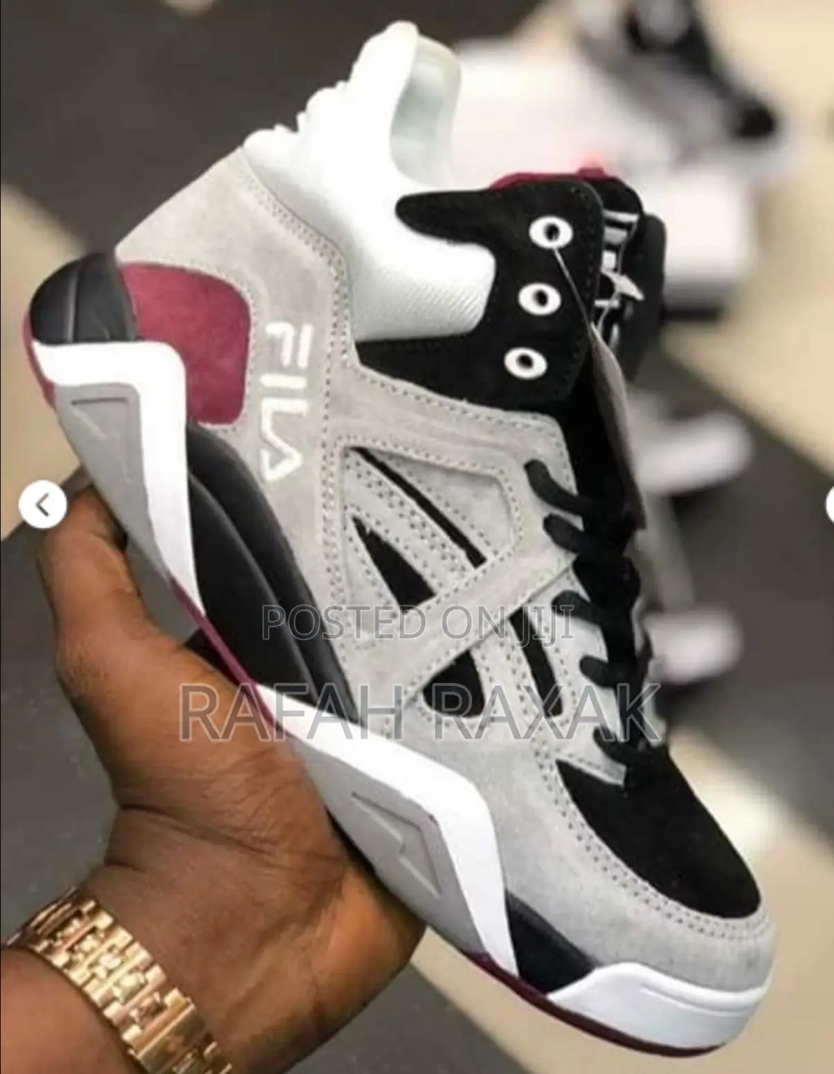 Original Black/White/Grey Fila The Cage Basketball Sneakers