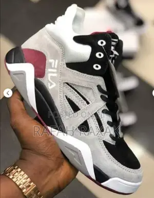 Original Black/White/Grey Fila The Cage Basketball Sneakers