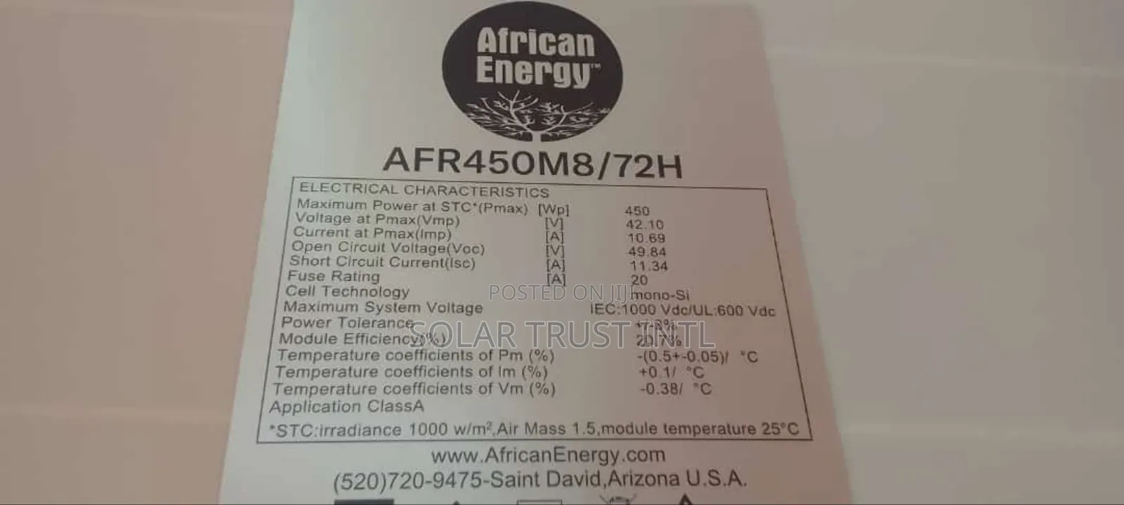 African Energy 450w Solar Panels
