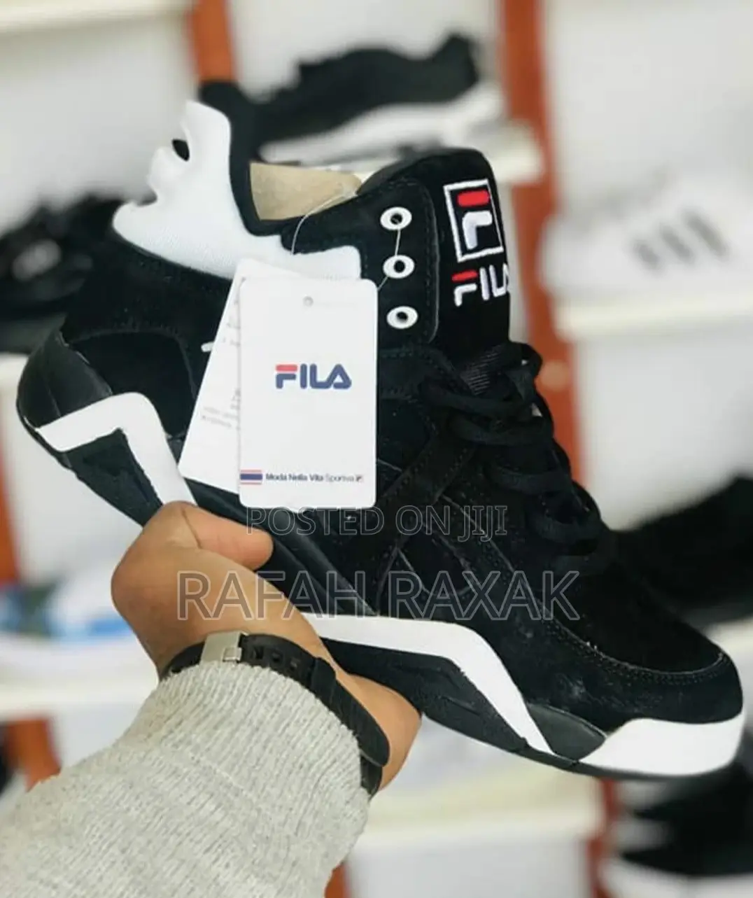 Men’S Black/White Fila The Cage Basketball Sneakers