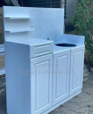 Gas Table With a Drawer and 3 Shatters Well Finished in White