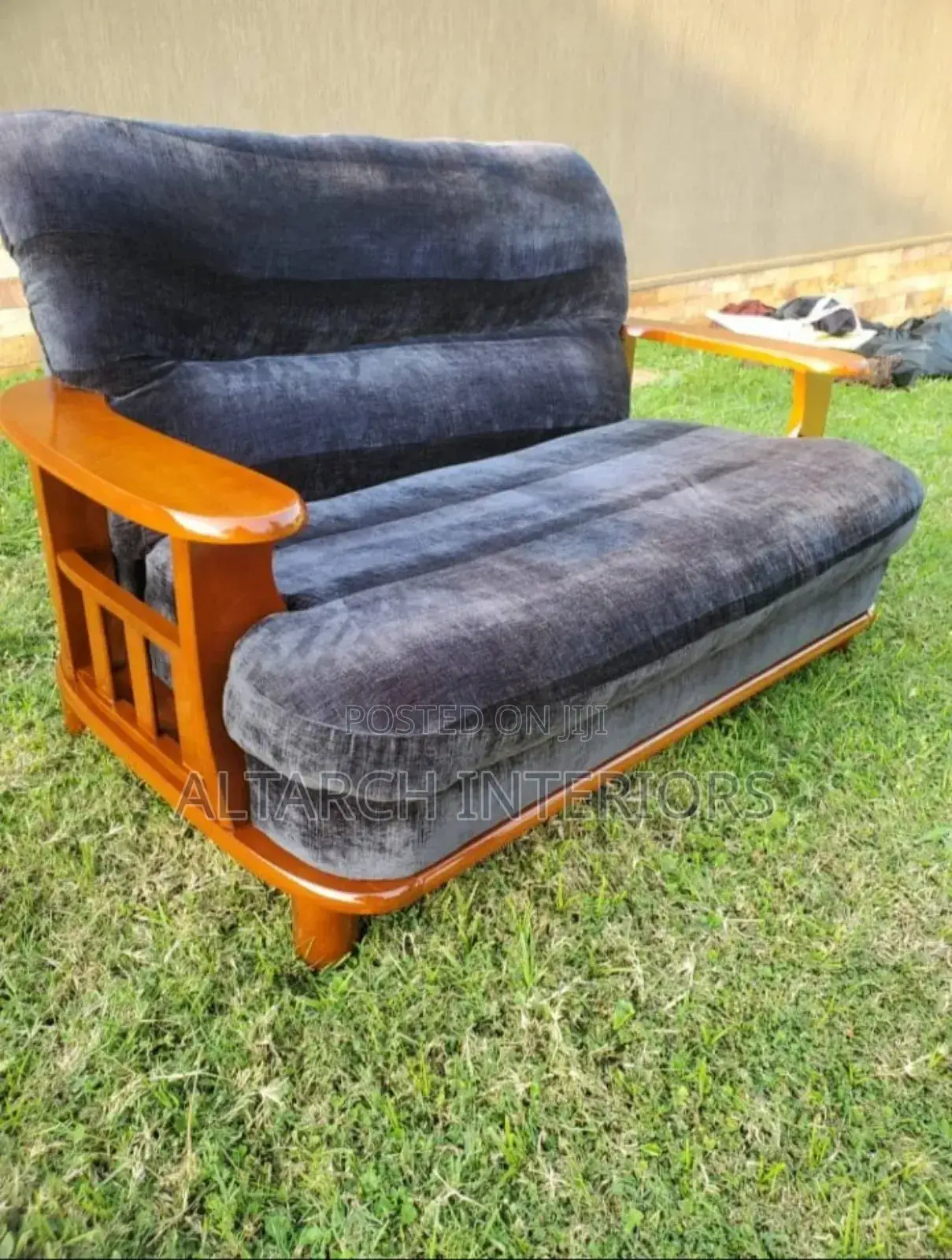 2 Seater Wooden Sofa Well Finished in Mahogany Color