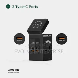 Green Lion Gan 65w Multi Port Travel Adapter - Black