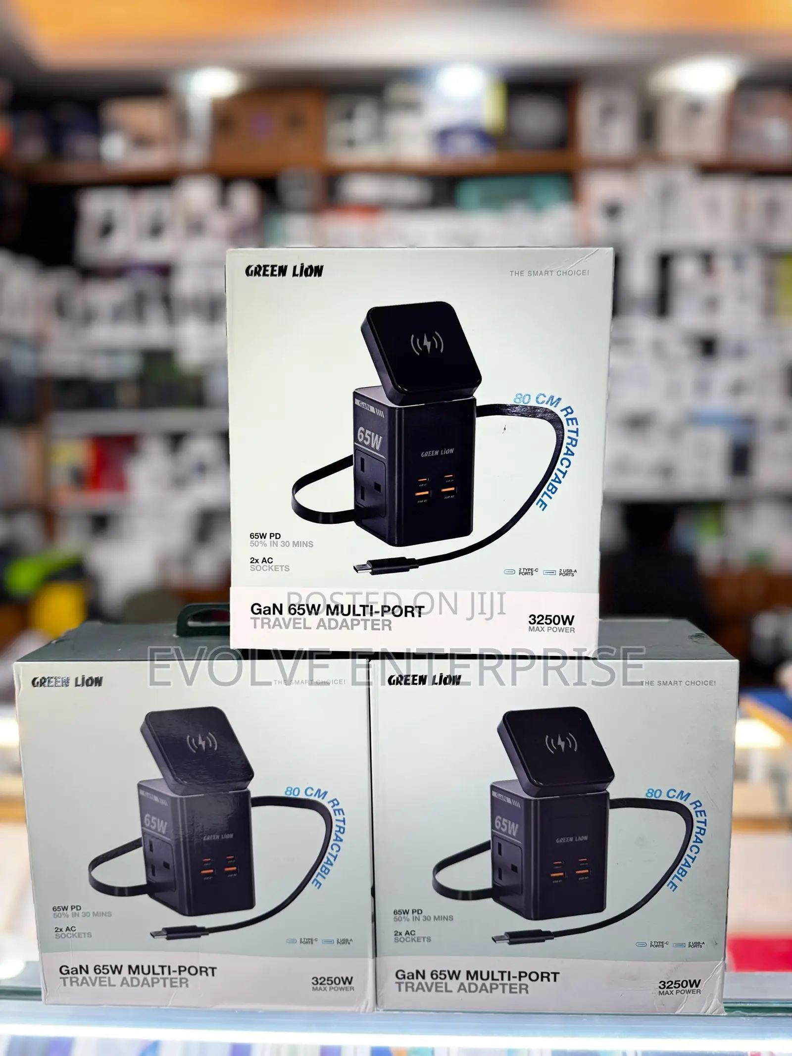 Green Lion Gan 65w Multi Port Travel Adapter - Black