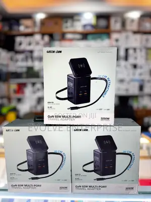 Green Lion Gan 65w Multi Port Travel Adapter - Black