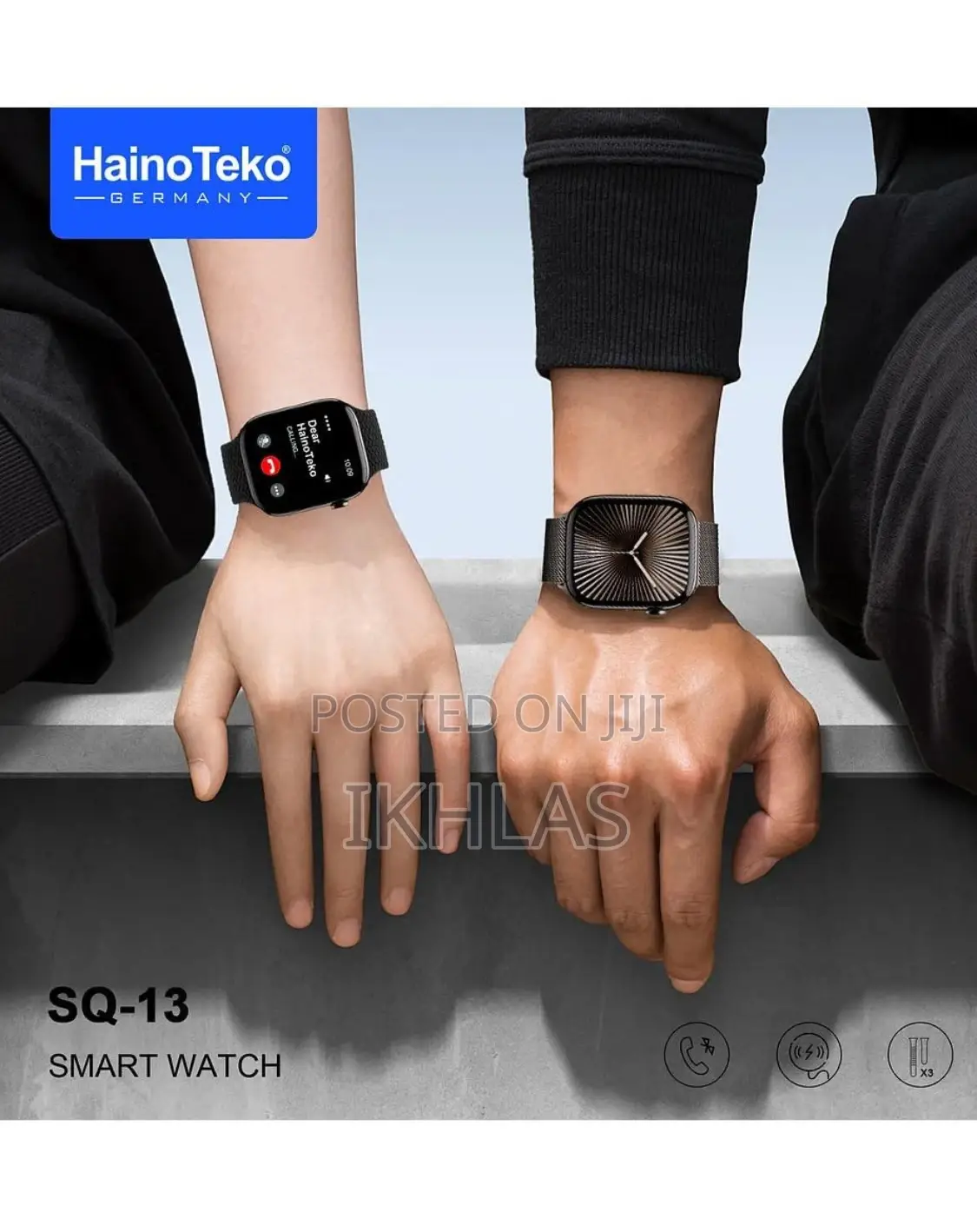 Hainoteko Sq-13 Jet Black Smartwatch Ai Voice Assistance 3 Pair Straps