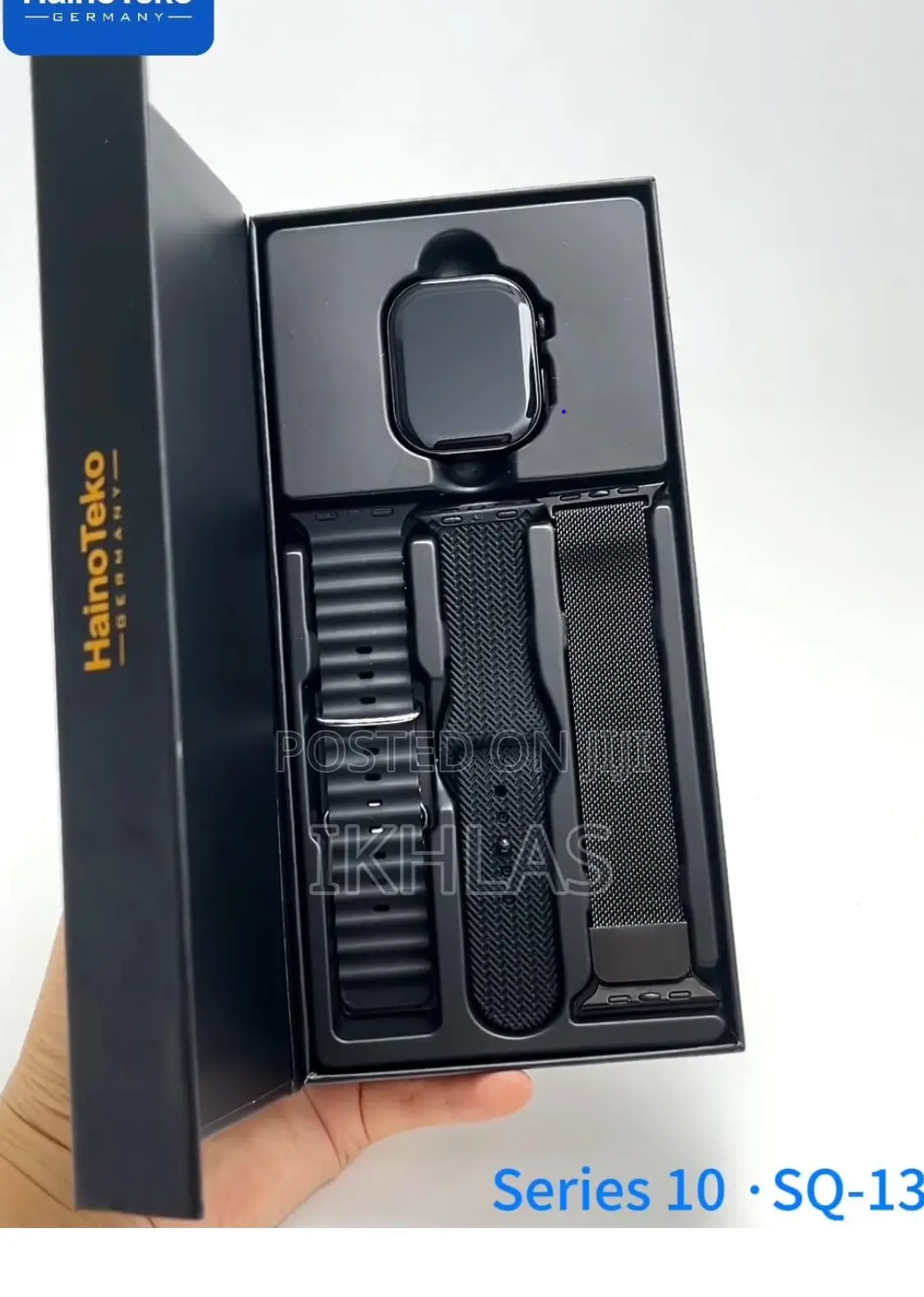 Hainoteko Sq-13 Jet Black Smartwatch Ai Voice Assistance 3 Pair Straps