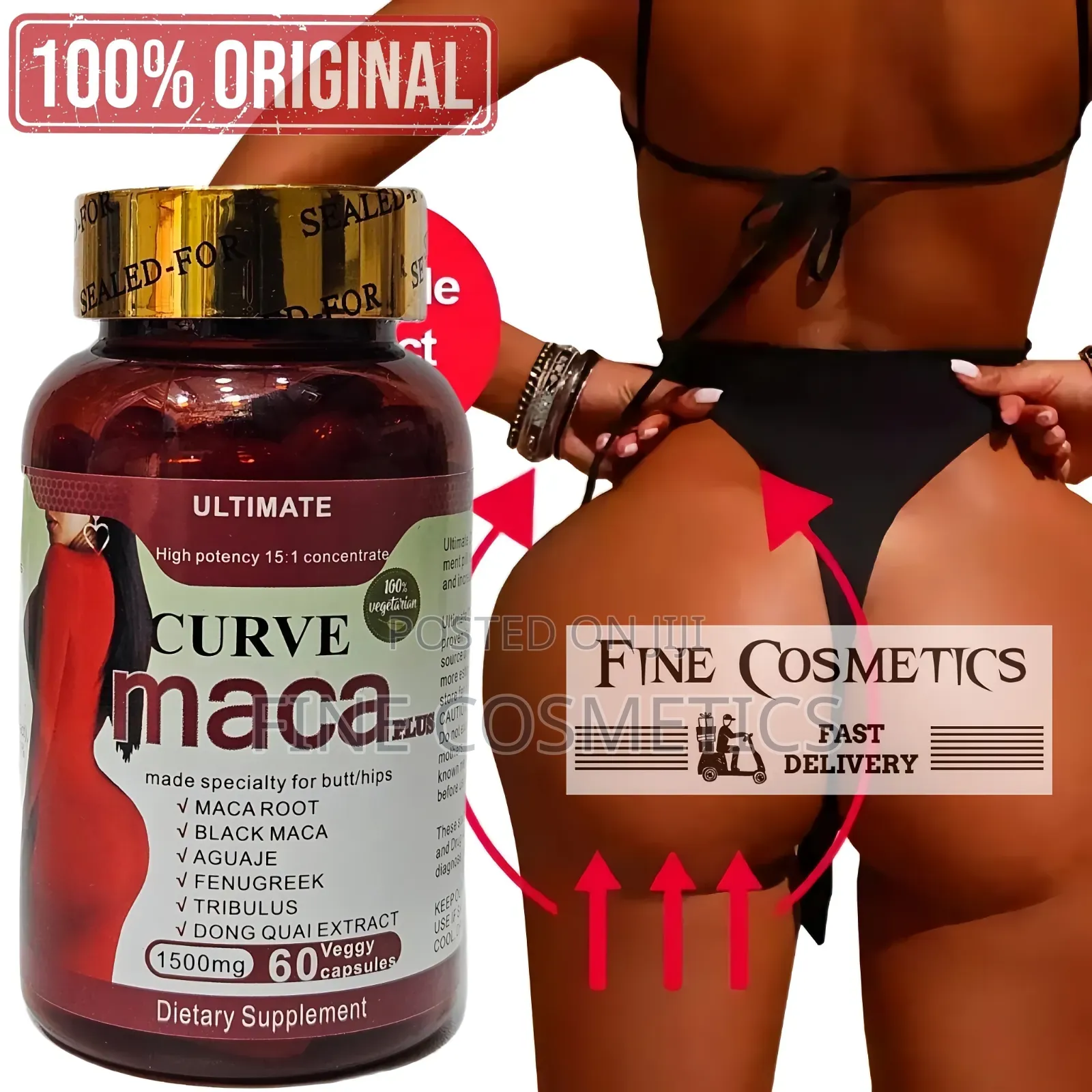 Wholesale Only, Ultimate Curve Maca 1500mg Hip/Butt Enlargement Pills