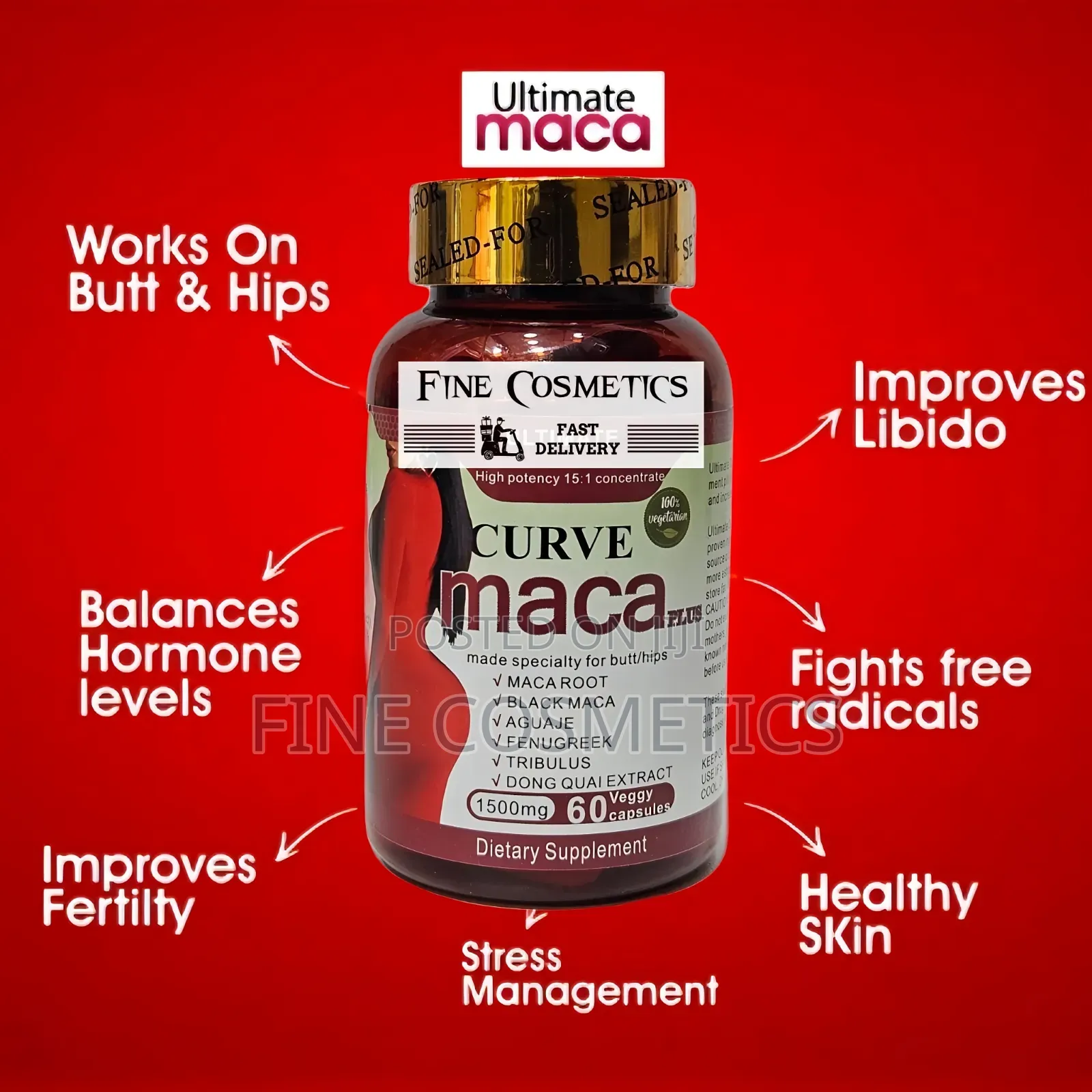 Wholesale Only, Ultimate Curve Maca 1500mg Hip/Butt Enlargement Pills