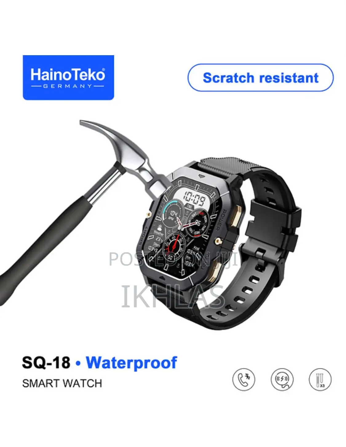 Hainoteko Sq18 Smartwatch With 3pair Strap and Scratch Resistence