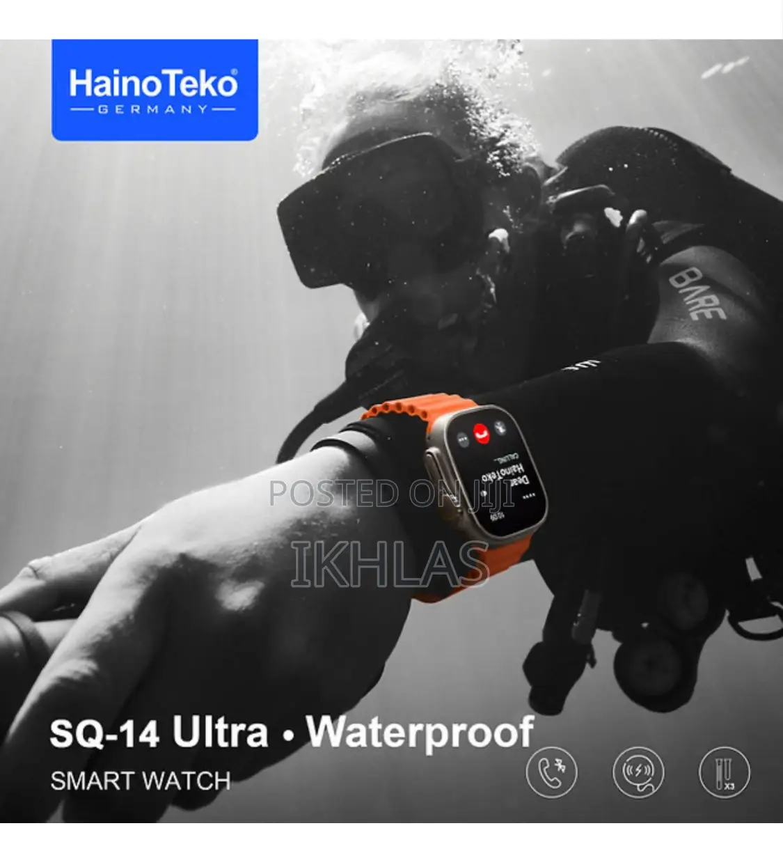 Hainoteko Sq-14 Waterproof Smartwatch With Amoled Display 3pair Straps