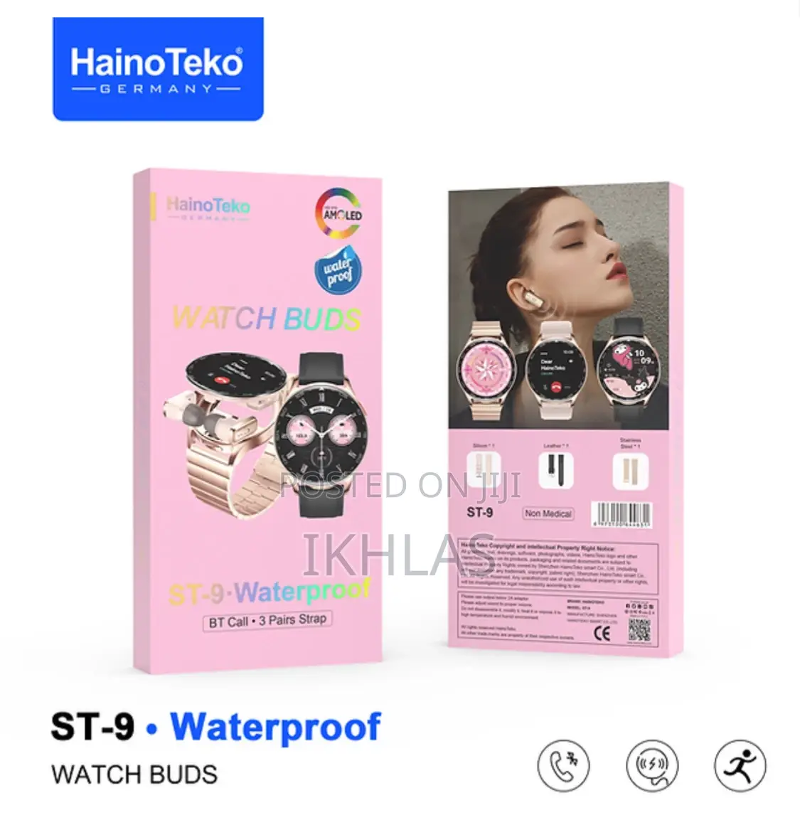 Haino Teko St-9 Waterproof Smart Watch Buds With 3 Pair Straps