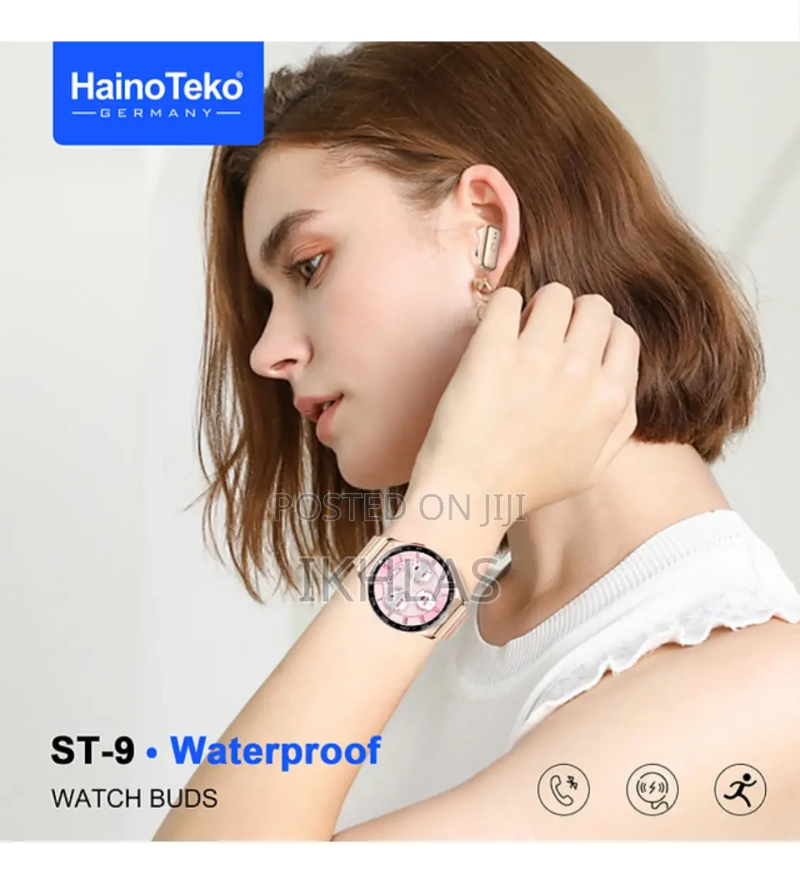 Haino Teko St-9 Waterproof Smart Watch Buds With 3 Pair Straps