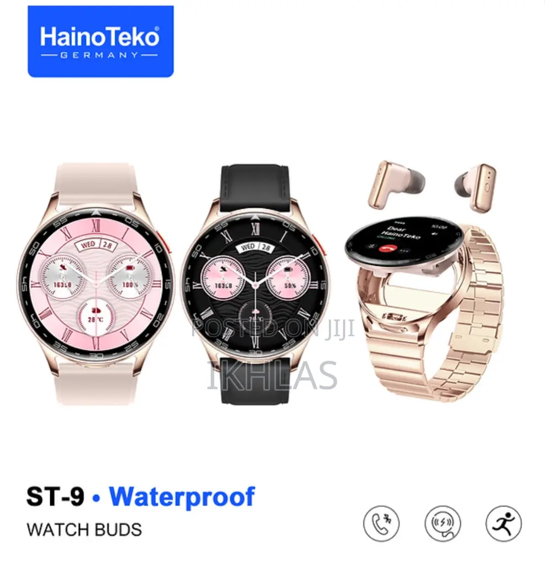 Haino Teko St-9 Waterproof Smart Watch Buds With 3 Pair Straps