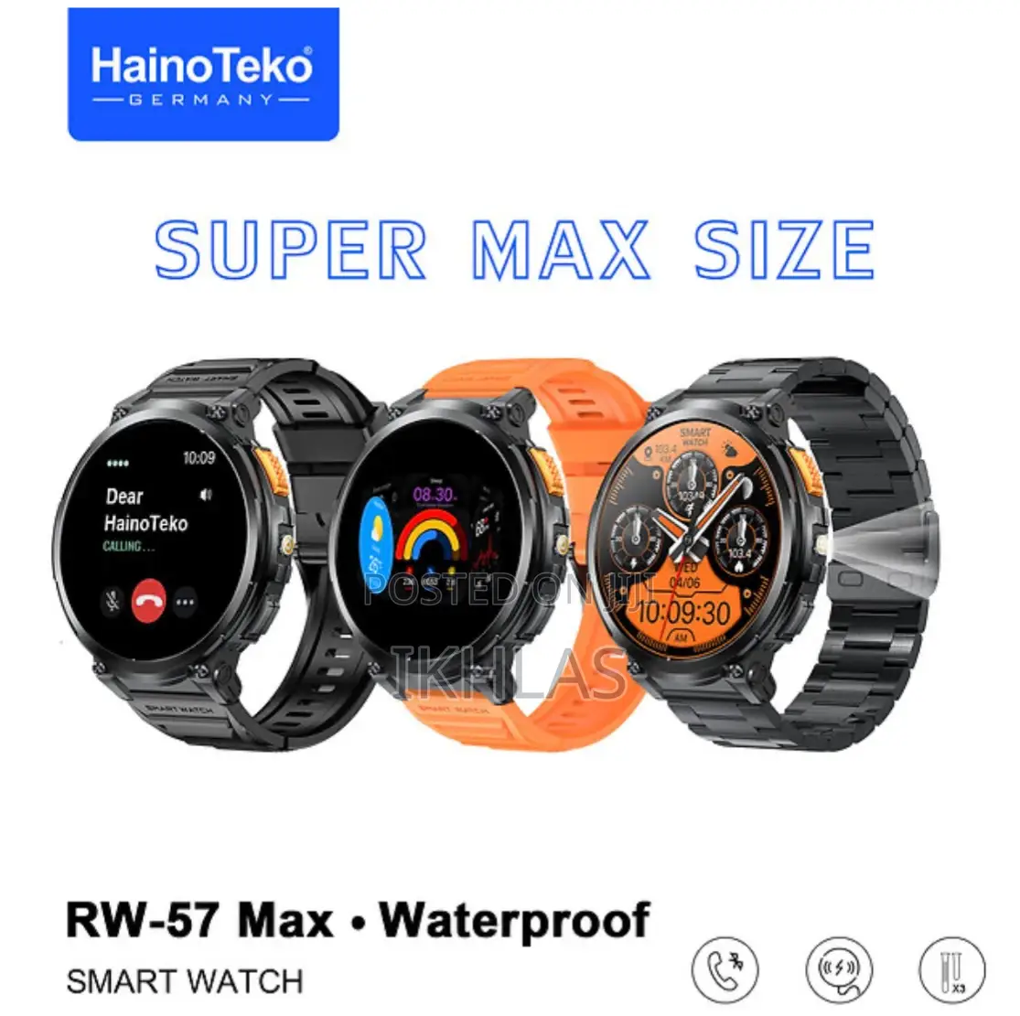 Hainoteko Rw-57max Waterproof Smartwatch With Amoled Screen and Torch
