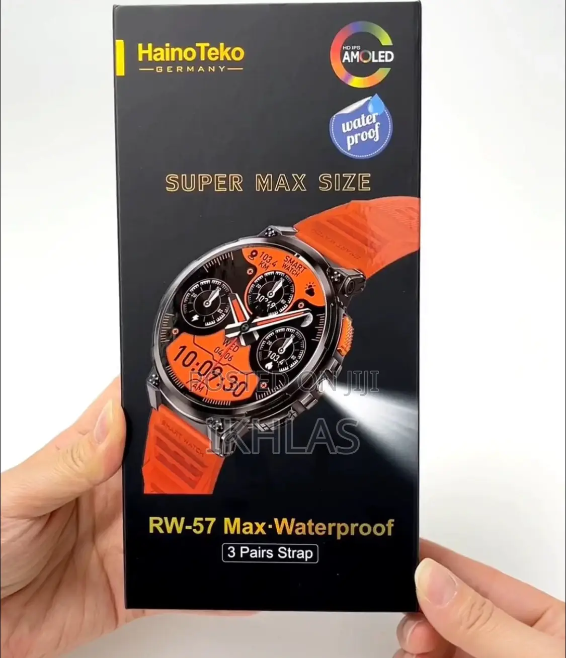 Hainoteko Rw-57max Waterproof Smartwatch With Amoled Screen and Torch