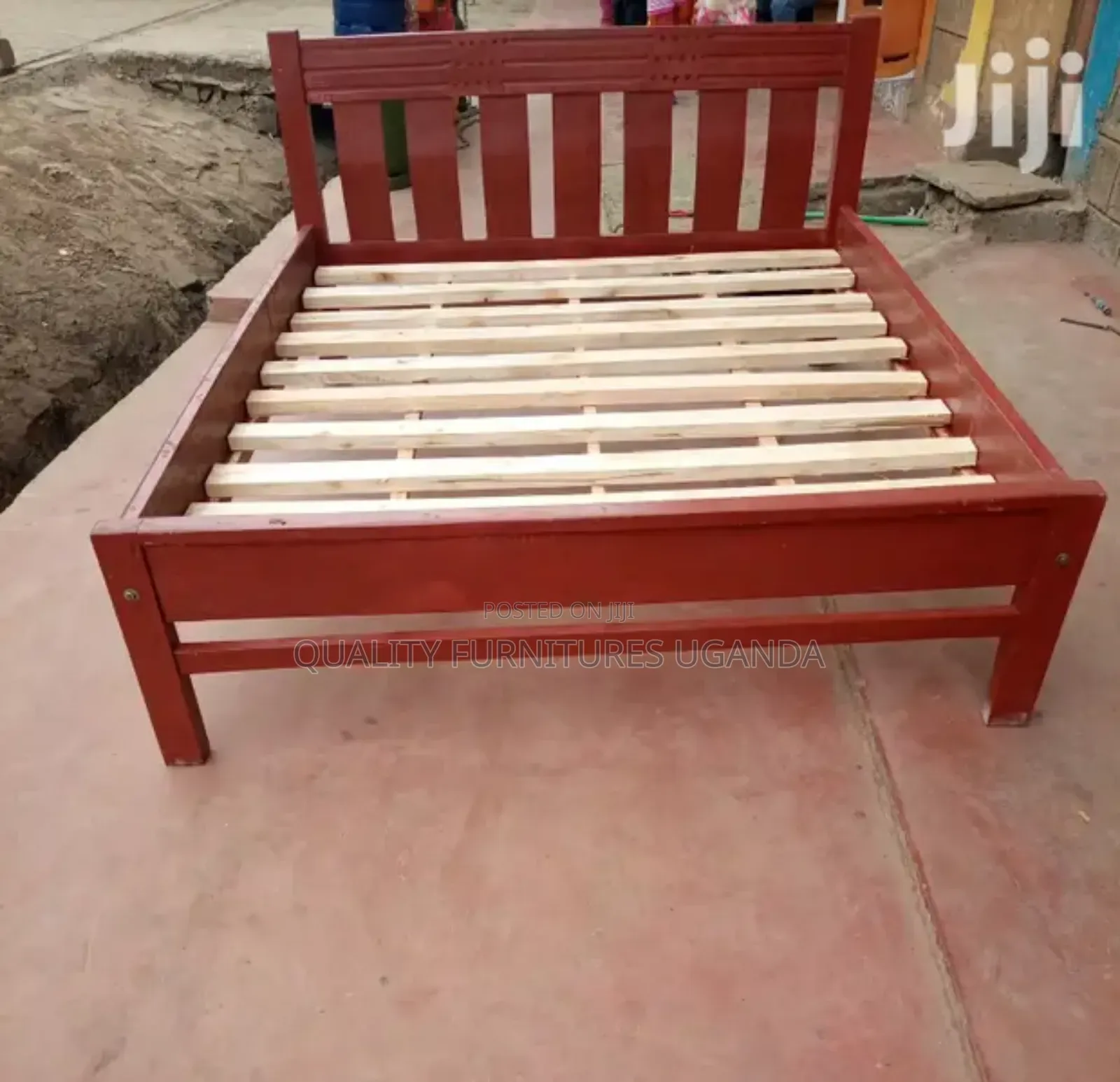 5x6 Coffee Brown Wooden Panel Bed