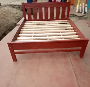 5x6 Coffee Brown Wooden Panel Bed