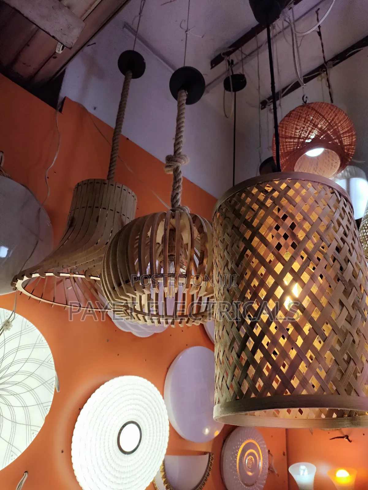 Hand Made Bamboo Hanging Lamp Holder