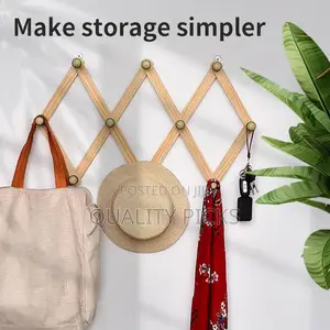 Wooden Retractable Wall Hanging Foldable Coat Rack.