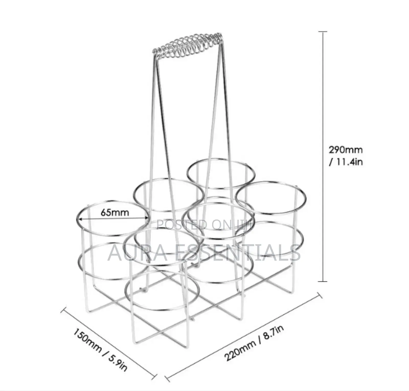 Stainless Steel 6 Bottle Metal Rack Crate