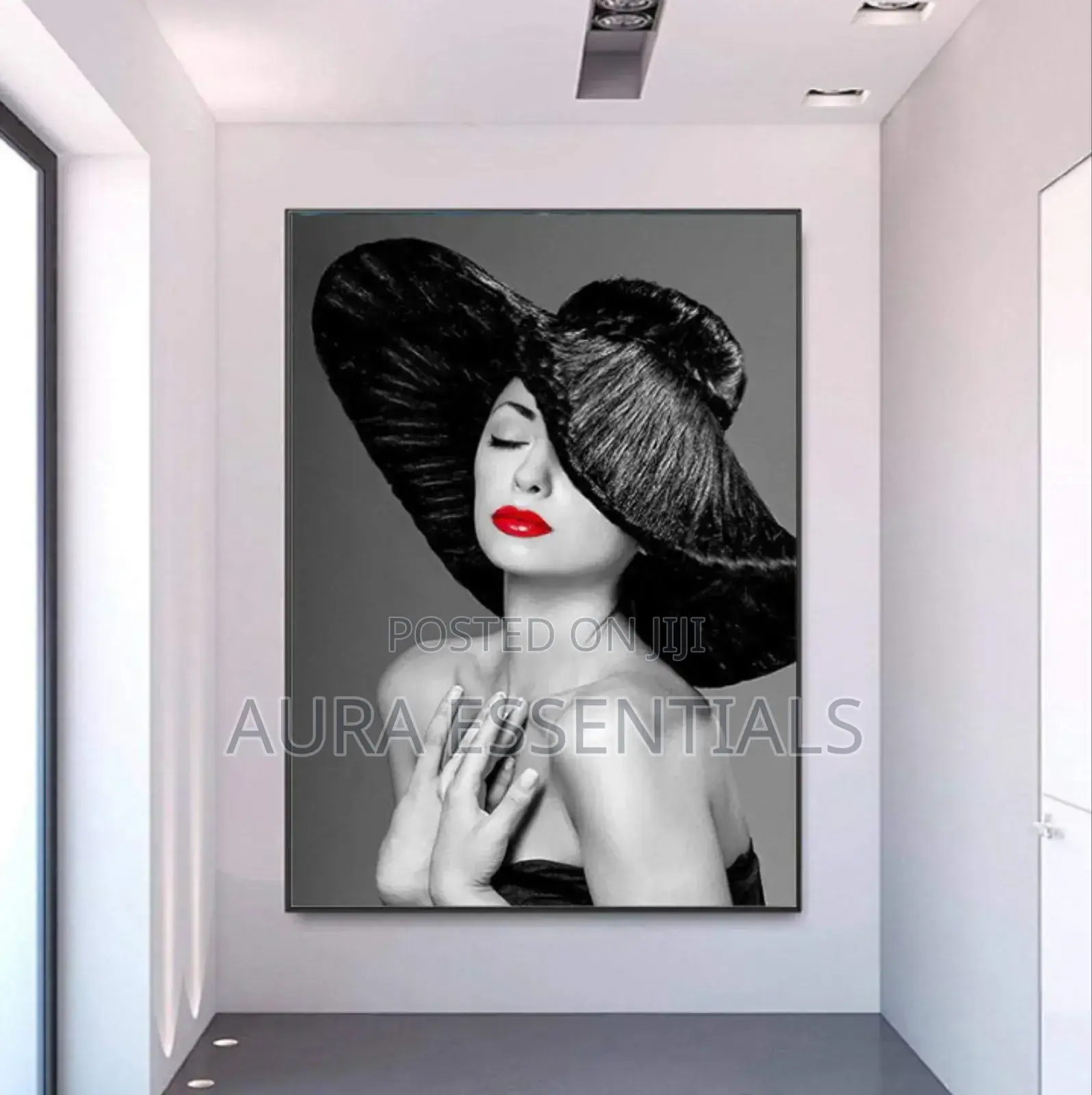 70x90cm Frameless Canvas Painting Woman With Red Lips Wall Art