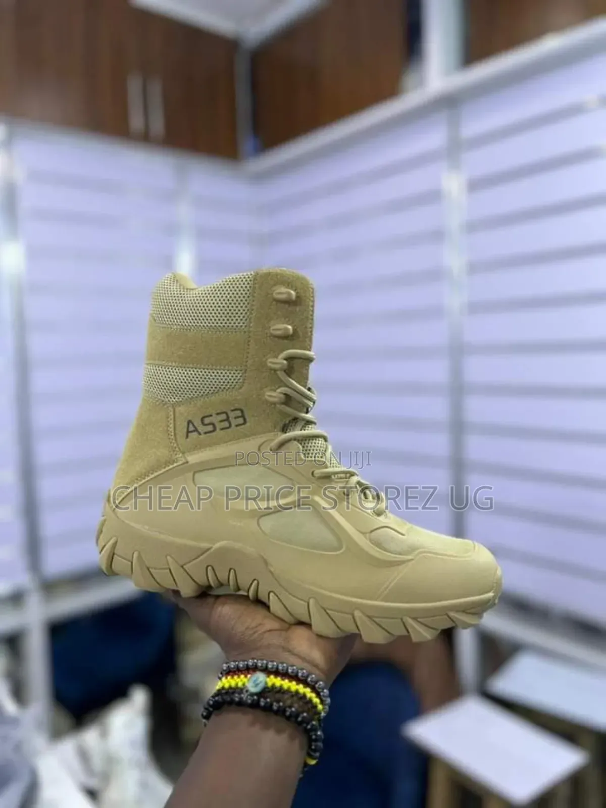 Cream/Brown Boots for Man