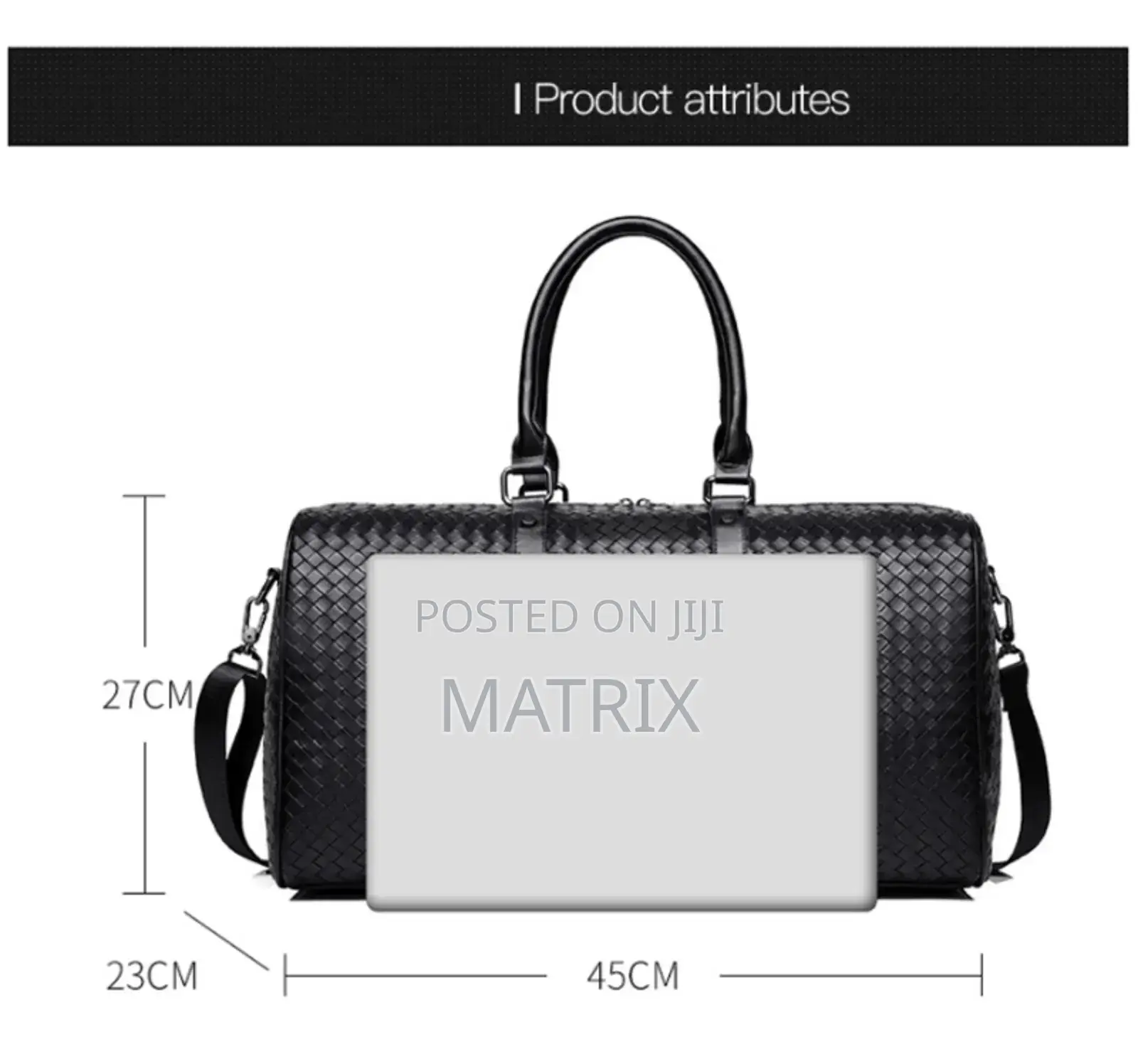 Fashion Men Black Leather New Travel Bag Overnight Duffle Handbag