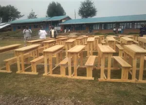 3 Seater Wooden School Desk