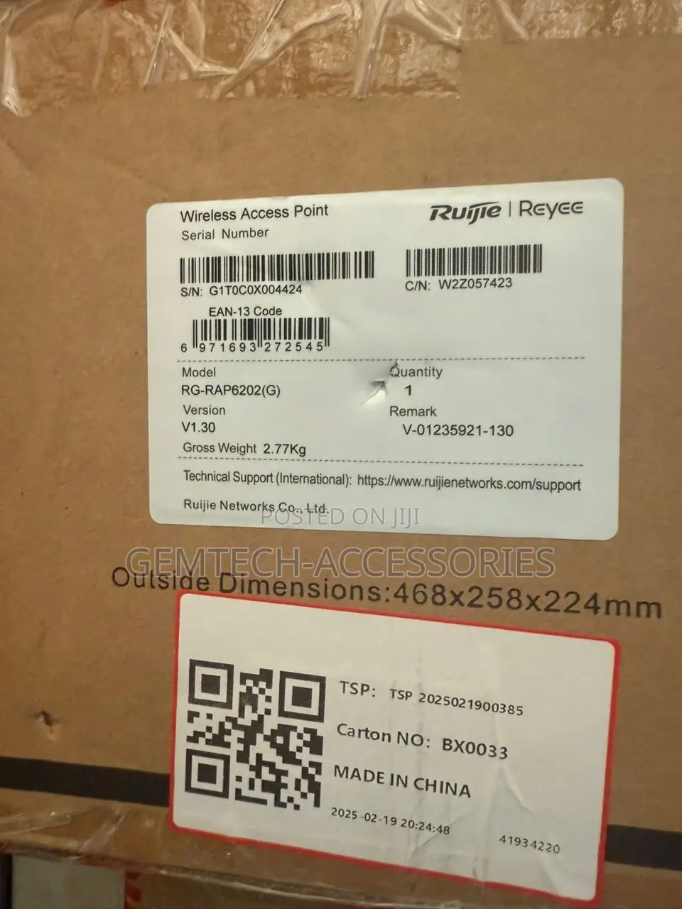 Rg-Rap6202(G) Wi-Fi 5 Ac1300 Outdoor Omni-Directional Access Point