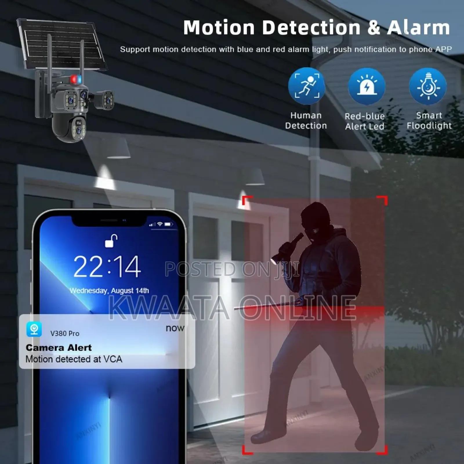 5g Ai Triple Screen Solar Security Wifi Camera Cctv With Sim Card