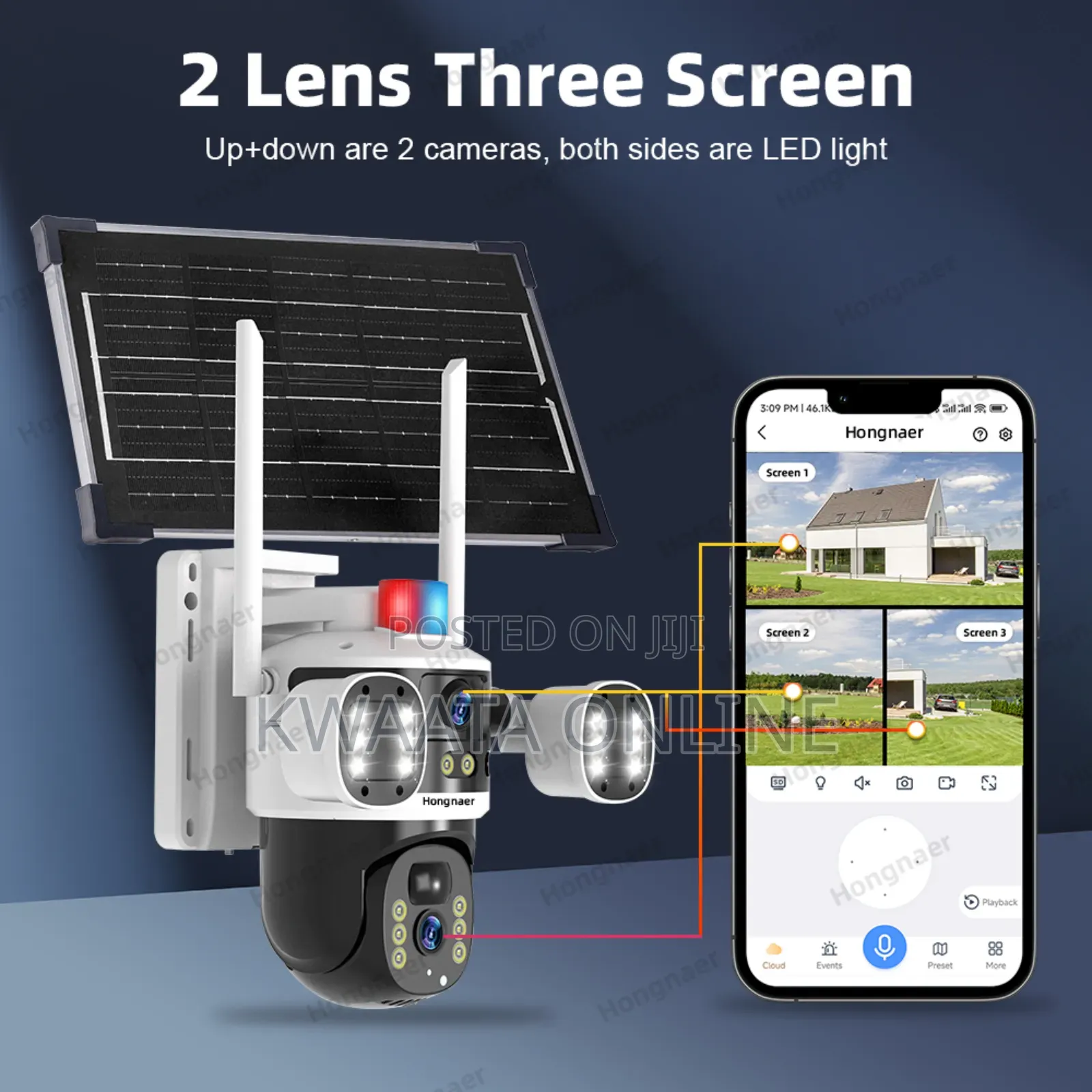 5g Ai Triple Screen Solar Security Wifi Camera Cctv With Sim Card