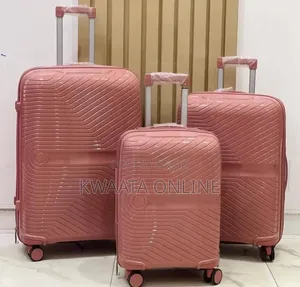 3 Pc Rubber Trolley Suitcase - Luggage Travel With Lock and 4 Wheels